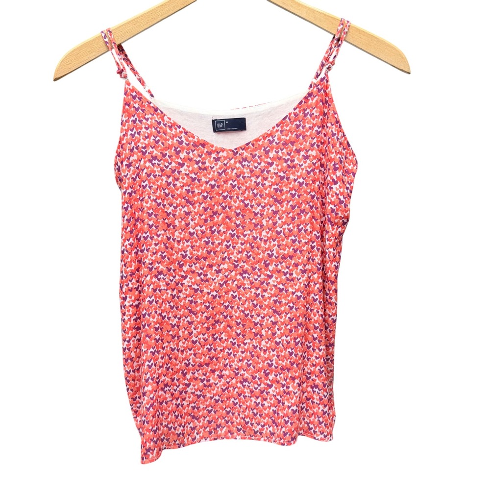 Y2K GAP Multicolor Hearts Cami Tank Medium Top V-Neck Coquette Romantic Summer